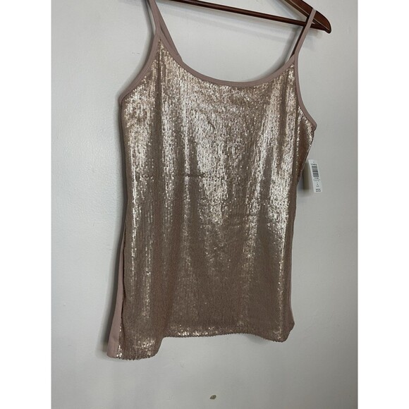 Torrid Women's XL Champagne Sequin Spaghetti Strap Tank Top NEW - Picture 3 of 6